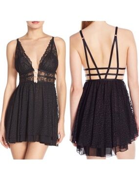 Betsy Johnson | NWT Babydoll Lace Sheer Mesh Leopard Dot Pink Bow Teddy Lingerie